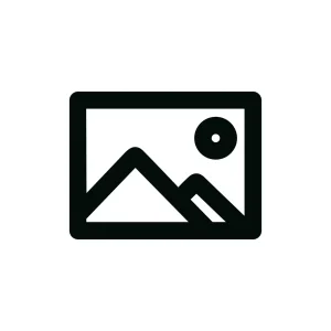Minimalist Outline Image Icon with Mountain Landscape and Sun Design