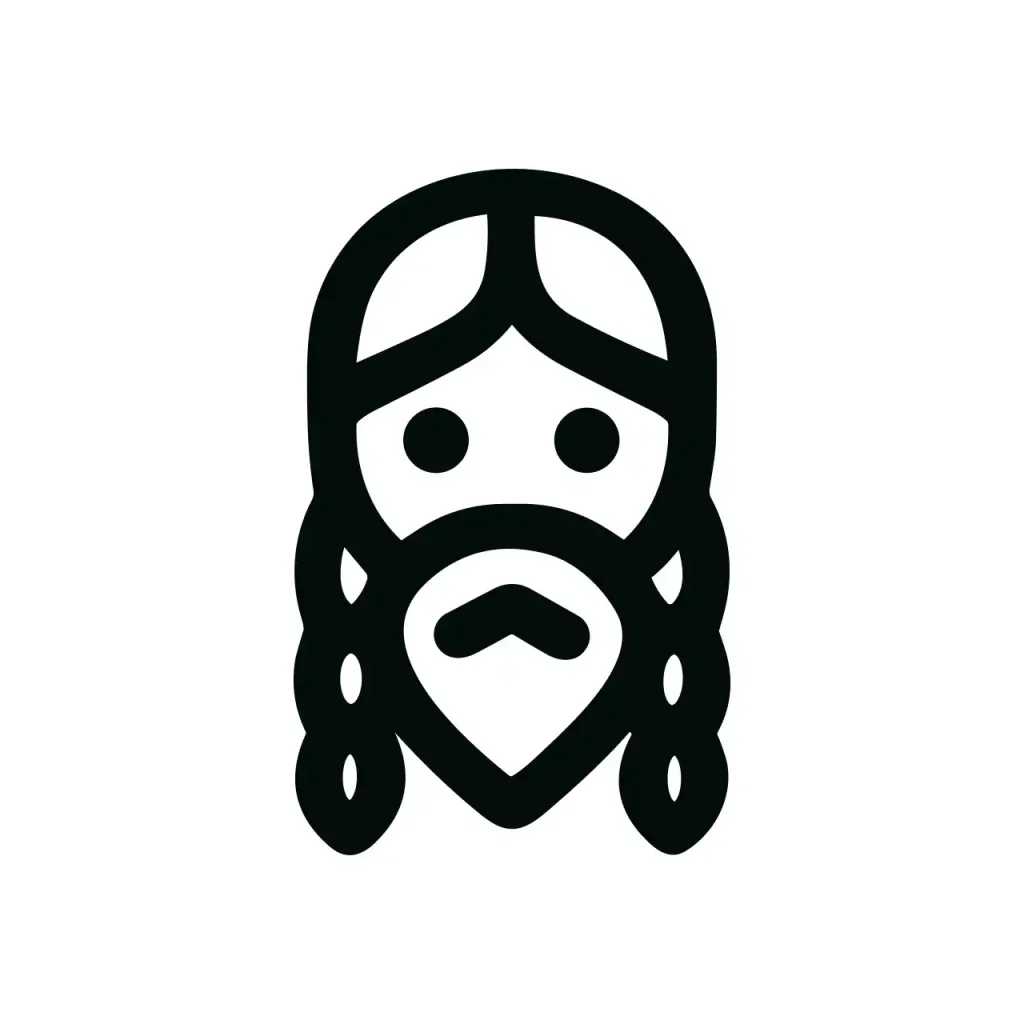 Minimalist Outline Jesus Christ Face with Beard Religion Line Icon