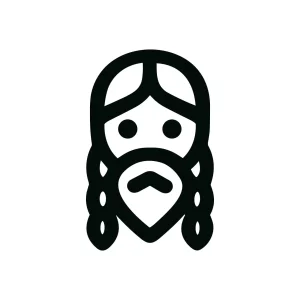 Minimalist Outline Jesus Christ Face with Beard Religion Line Icon