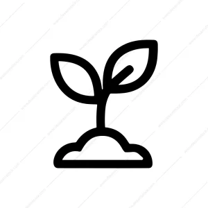 Minimalist Outline Sprout Icon with Soil and Leaves