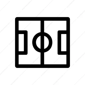 Simple Outline Soccer Field Illustration Sign Shape Icon