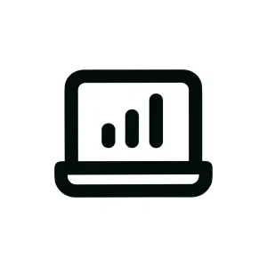 Simple Line Laptop with Signal Bars Data Icon