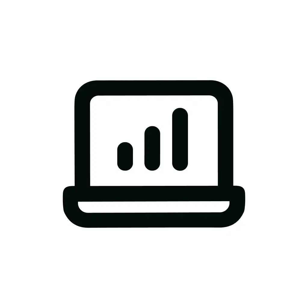 Simple Line Laptop with Signal Bars Data Icon