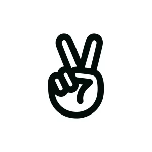 Simple Outline Hand Gesture of Peace Sign Symbol Icon Design