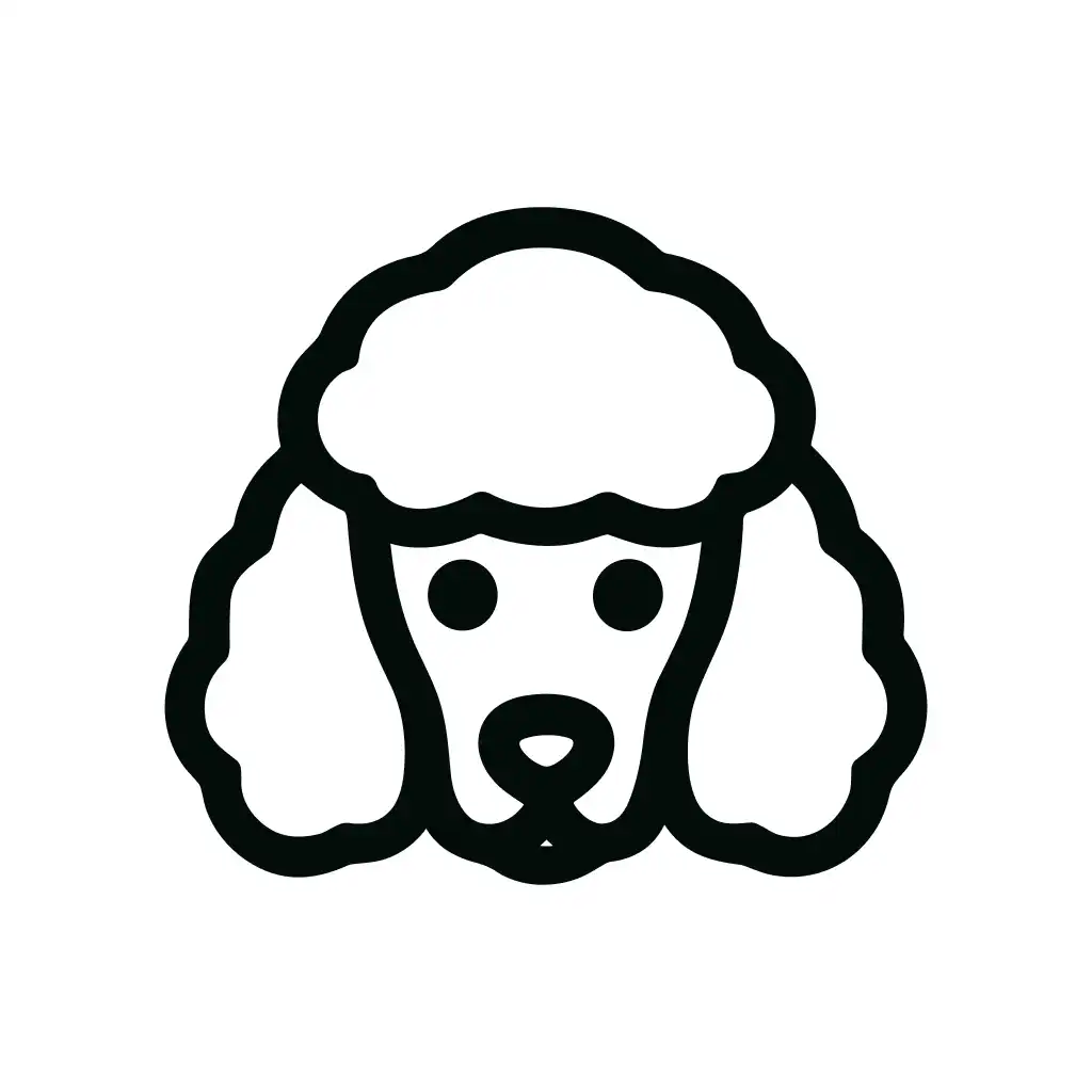 Minimalist Outline Poodle Head Simple Drawing Icon
