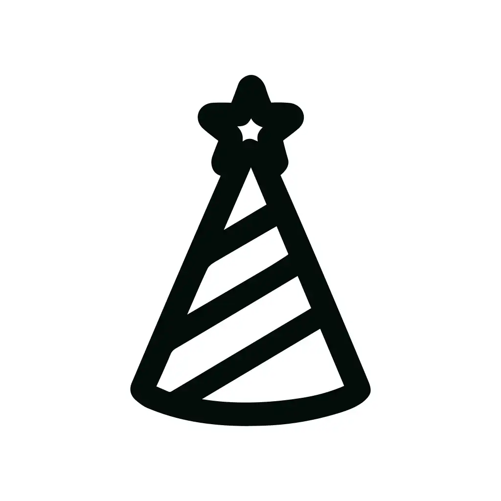 Simple Line Striped Party Hat Celebration Element Icon