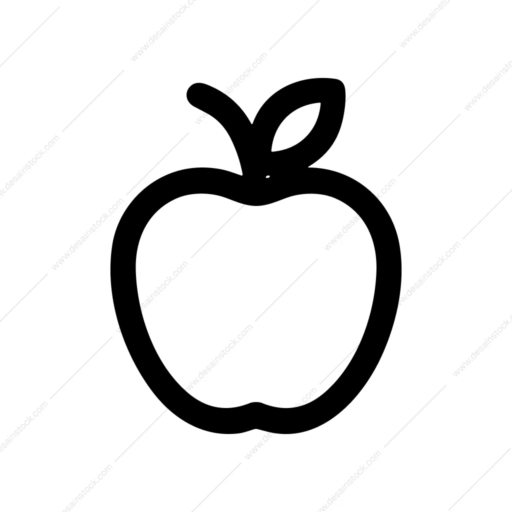 Simple Line Art Apple Fruit Food Icon Shape
