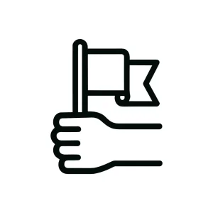 Simple Outline Hand Holding Flag Icon Symbol
