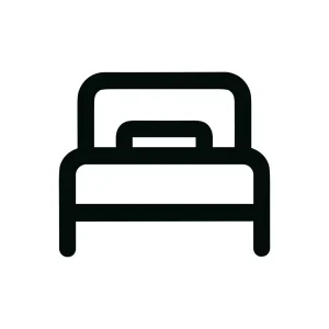 Simple Line Style Bed Illustration with Pillow Design, Minimalist Furniture Icon
