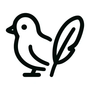 Minimalist Line Bird With Feather Outline Icon
