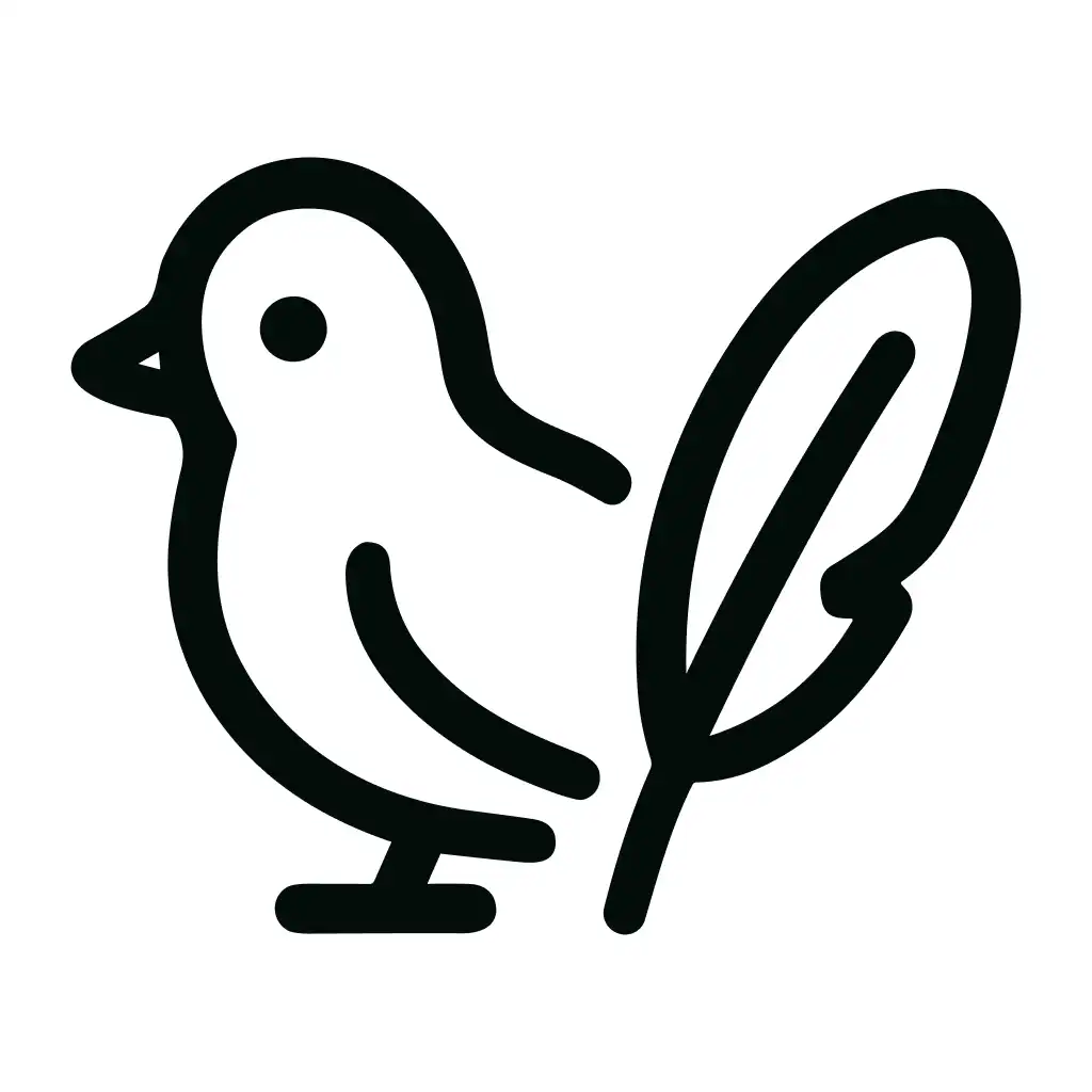 Minimalist Line Bird With Feather Outline Icon