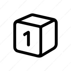 Line Art One Numbered Dice Cube Shape Icon