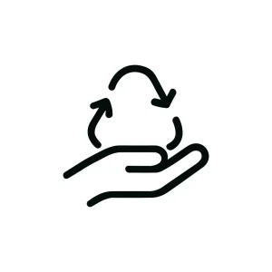 Minimalist Line Art Recycle Arrow Hand Symbol Icon
