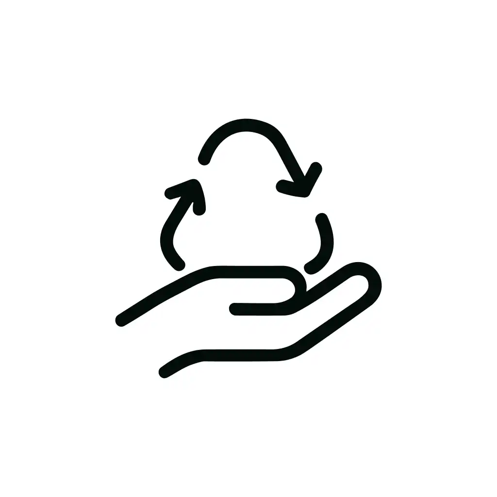 Minimalist Line Art Recycle Arrow Hand Symbol Icon