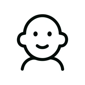 Simple Outline Baby Face with Smiling Expression Minimalist Icon