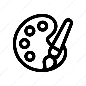 Outline Simple Palette with Brush Symbol Graphic Icon