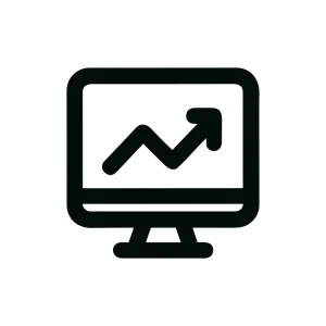 Bold Outline Monitor Display Growing Chart Icon