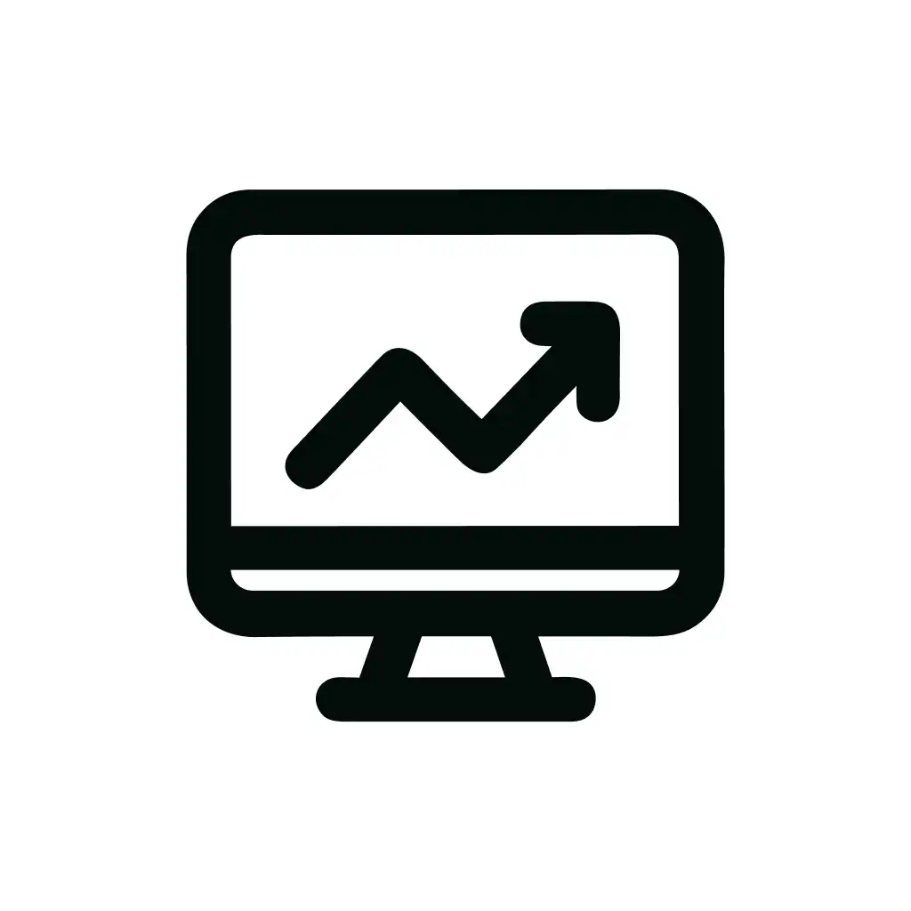 Bold Outline Monitor Display Growing Chart Icon