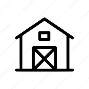 Minimalist Line Barn Building Structure Icon Element