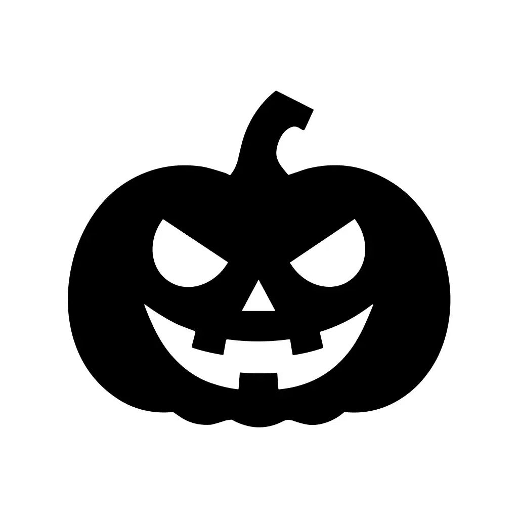 Black Silhouette Spooky Pumpkin Face Shape Icon