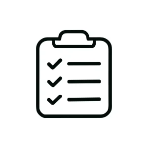 Minimalist Outline Clipboard Checkmark and List Task Sign Icon Design