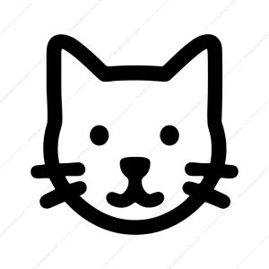 Simple Line Cute Cat Face Domestic Icon