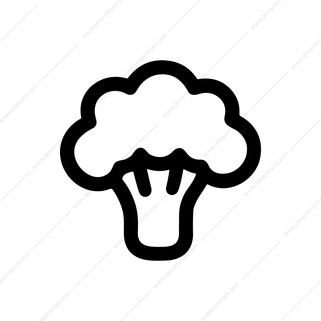 Outline Simple Broccoli Head Vegetable Sign Shape Icon