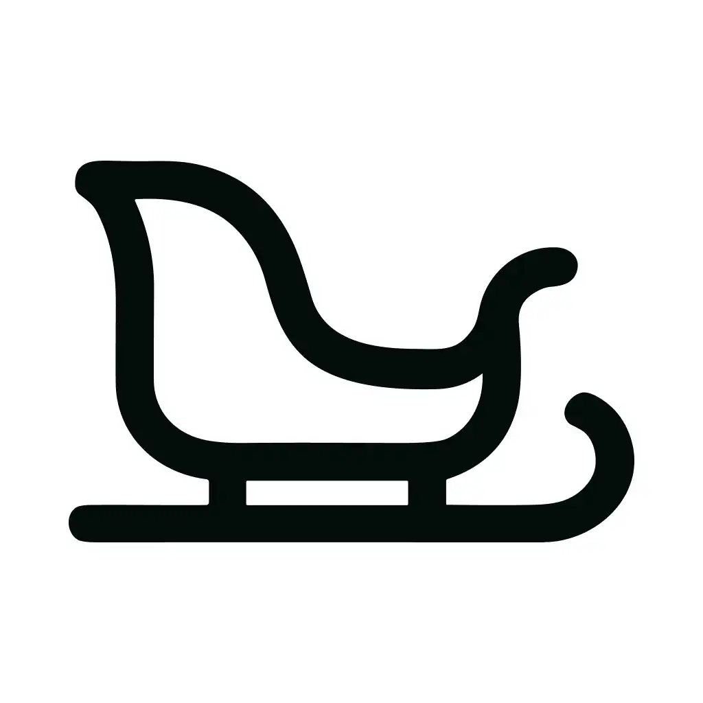 Minimalist Outline Sleigh Icon Illustration for Winter and Christmas Celebration