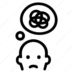 Minimalist Line Art Confused Man Thinking Cloud Icon