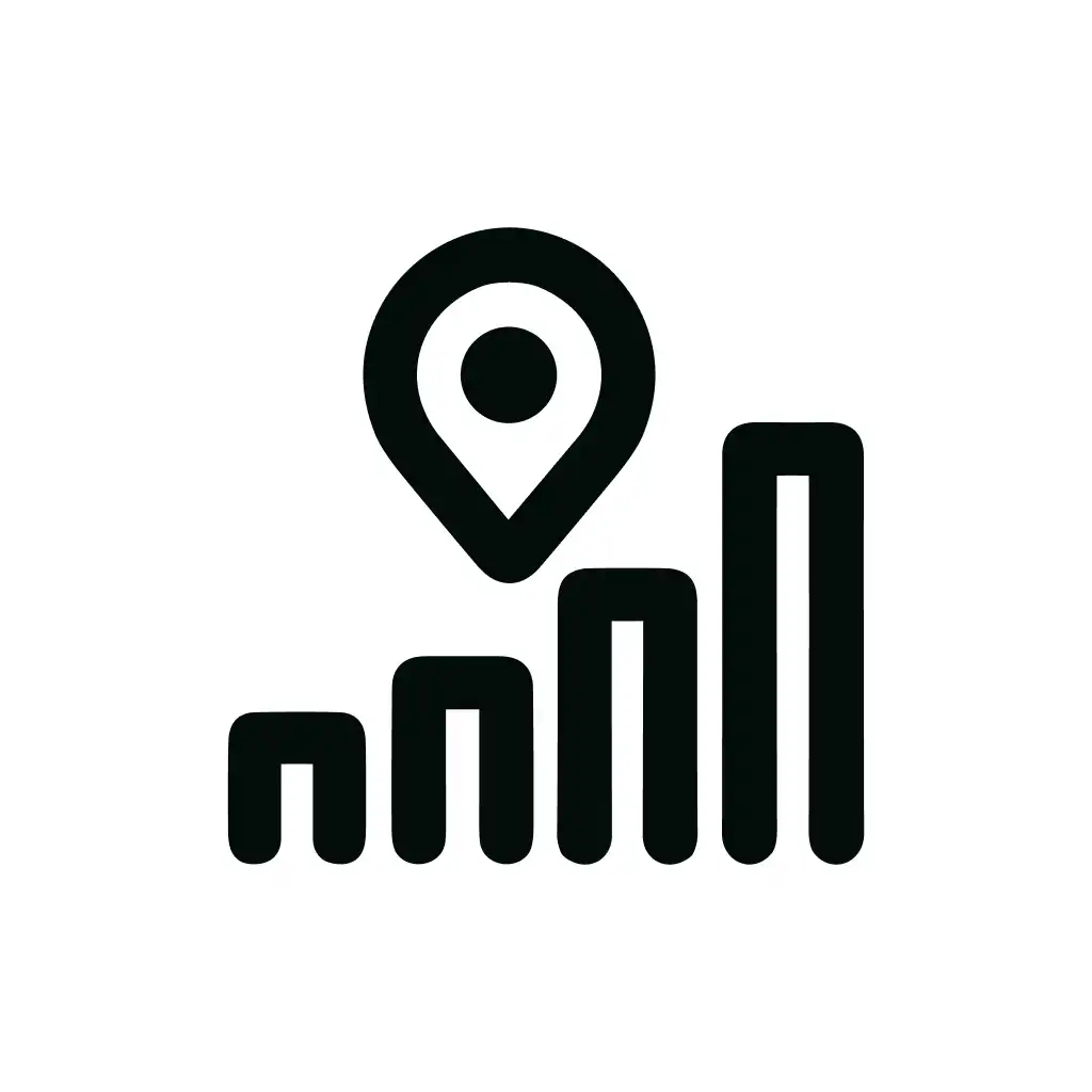 Minimalist Outline Location Pin Chart Bar Graph Icon