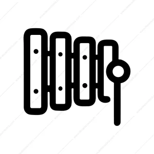 Simple Outline Xylophone Musical Instrument Toy Line Art