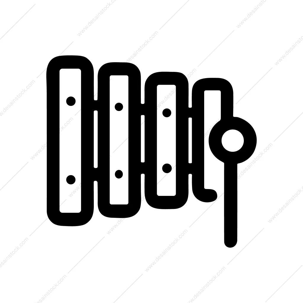 Simple Outline Xylophone Musical Instrument Toy Line Art