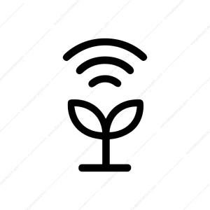 Minimalist Outline Plant Wireless Signal Communication Icon