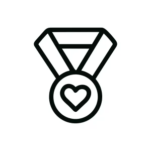 Minimalist Outline Heart Shape Award Medal Symbol Icon