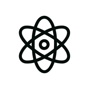 Simple Line Atomic Structure Illustration with Nucleus and Electrons Icon
