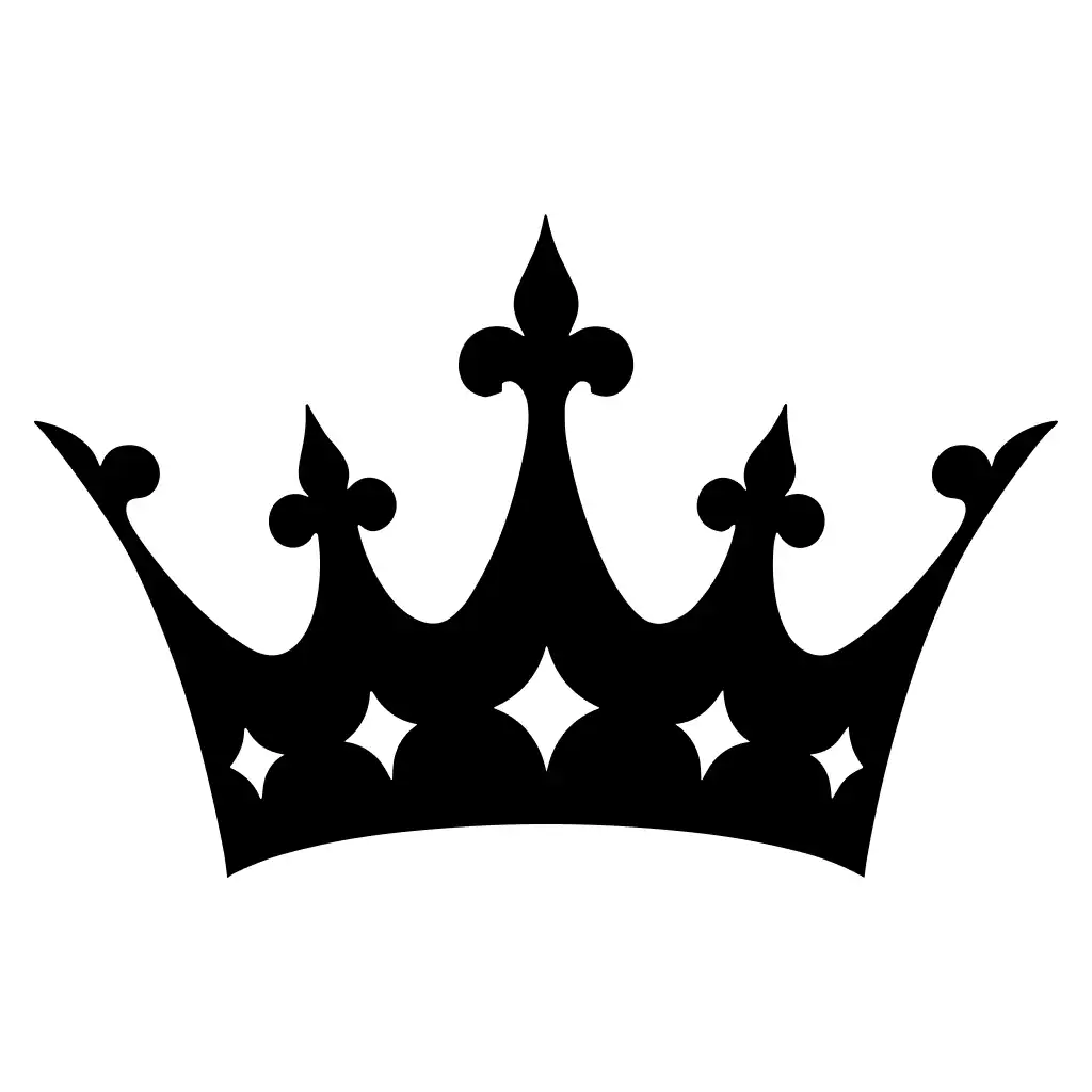 Simple Silhouette Black Crown Decoration Element Illustration