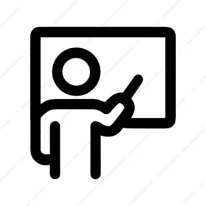 Line Simple Teacher Explaining Presentation on Whiteboard Icon
