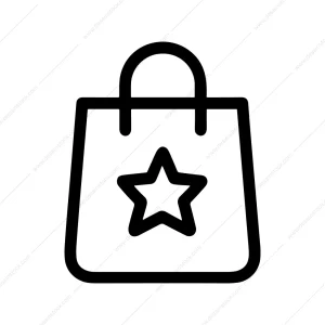 Outline Simple Shopping Bag Star Icon Graphic