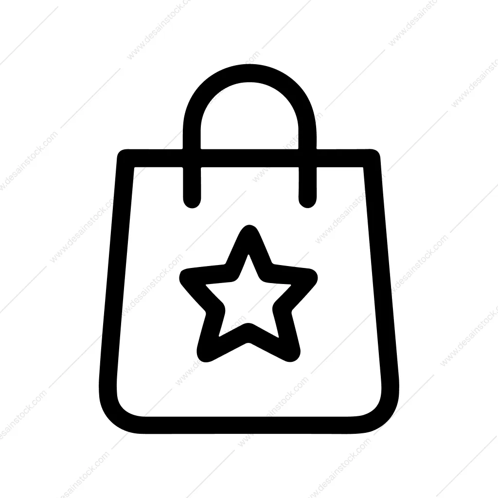 Outline Simple Shopping Bag Star Icon Graphic