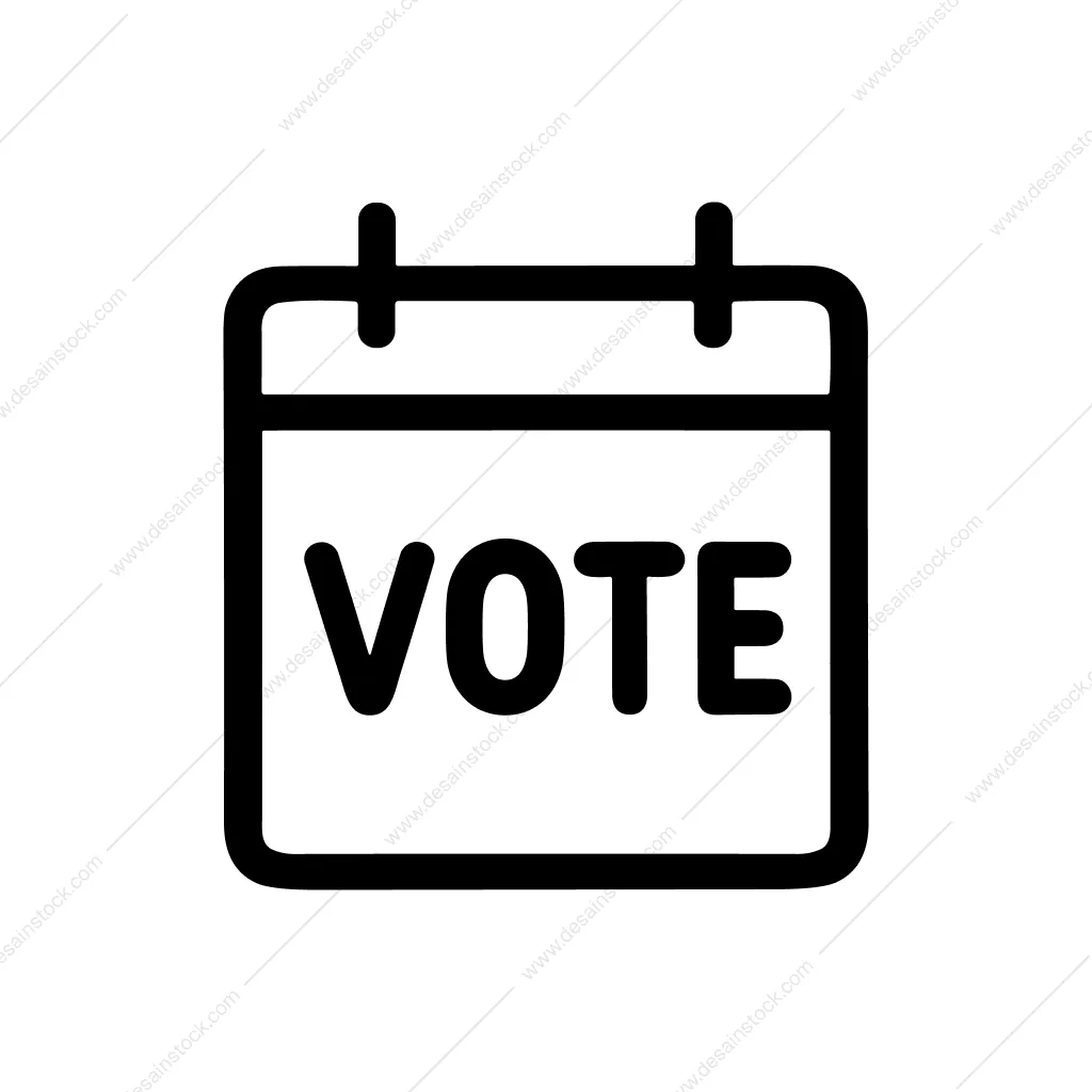 Simple Outline Vote Calendar Date Election Reminder Icon