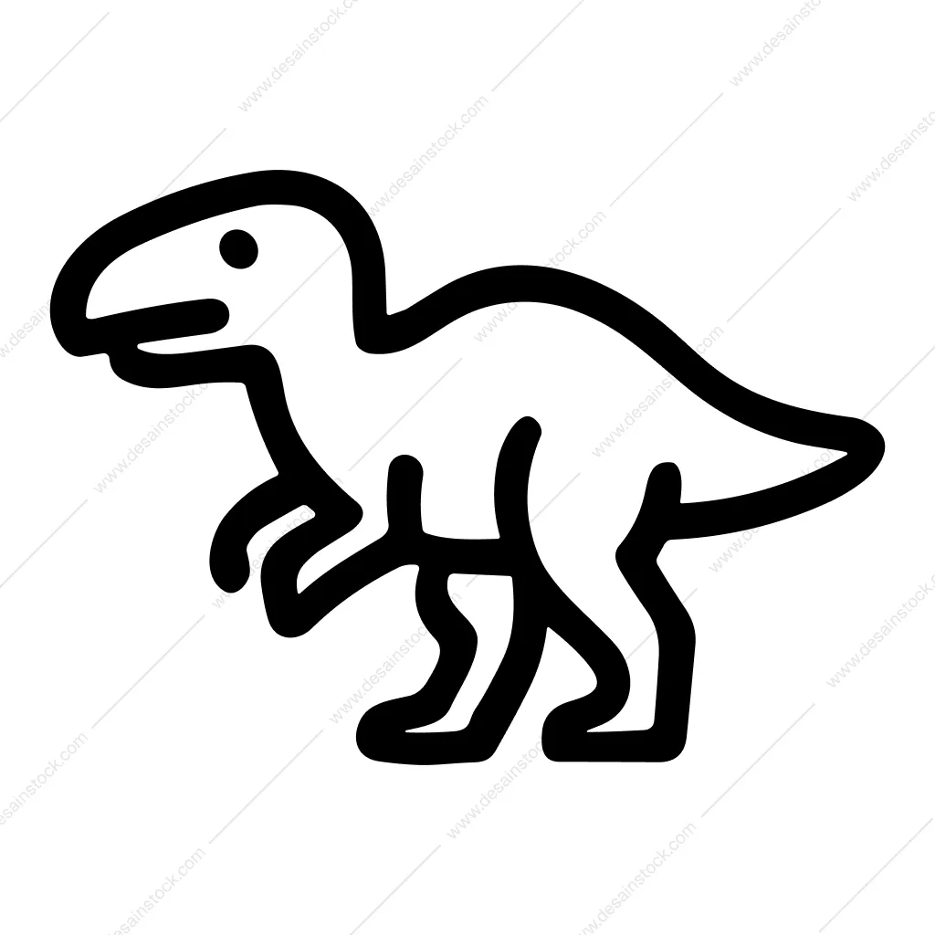 Simple Outline Dinosaur Illustration Line Drawing Icon