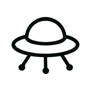 Simple Line UFO Spaceship Alien Flying Saucer Icon