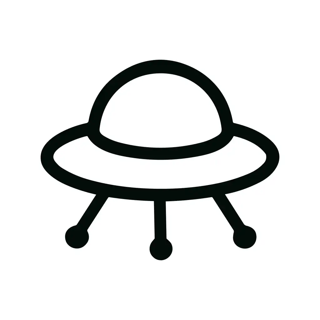 Simple Line UFO Spaceship Alien Flying Saucer Icon