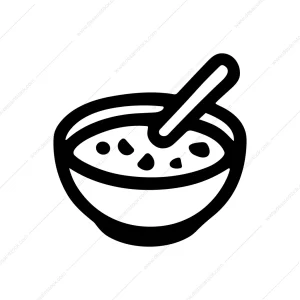 Simple Outline Bowl Of Soup With Spoon Illustration