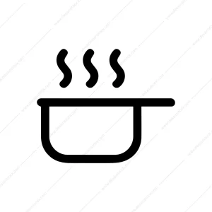 Simple Outline Cooking Pot with Steam Icon Graphic