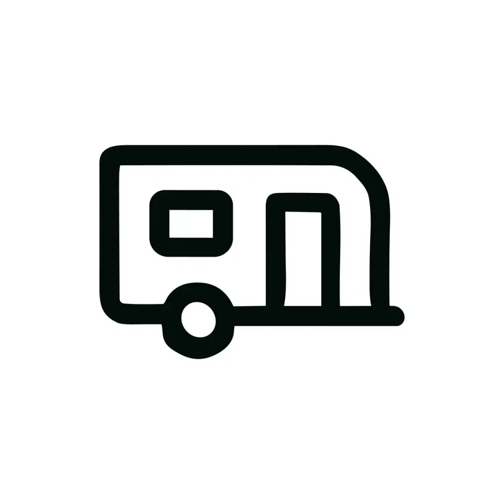 Simple Line Art Caravan Camping Vehicle Outline Graphic Element Icon