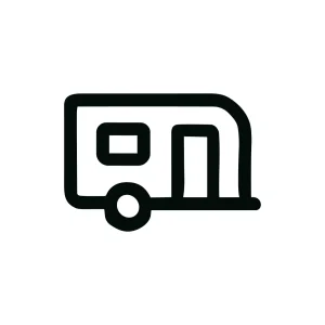 Simple Line Art Caravan Camping Vehicle Outline Graphic Element Icon