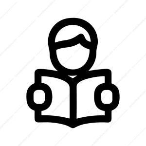 Outline Simple Student Reading Book Flat Icon