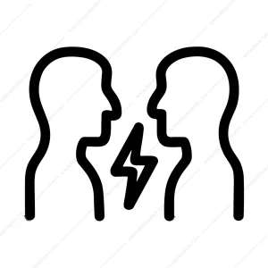 Outline Confrontation Dialogue Argument Communication Minimalistic Head Icon