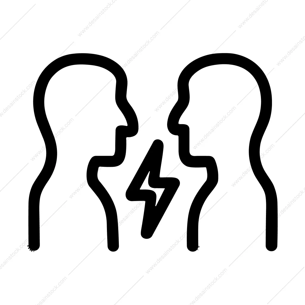 Outline Confrontation Dialogue Argument Communication Minimalistic Head Icon